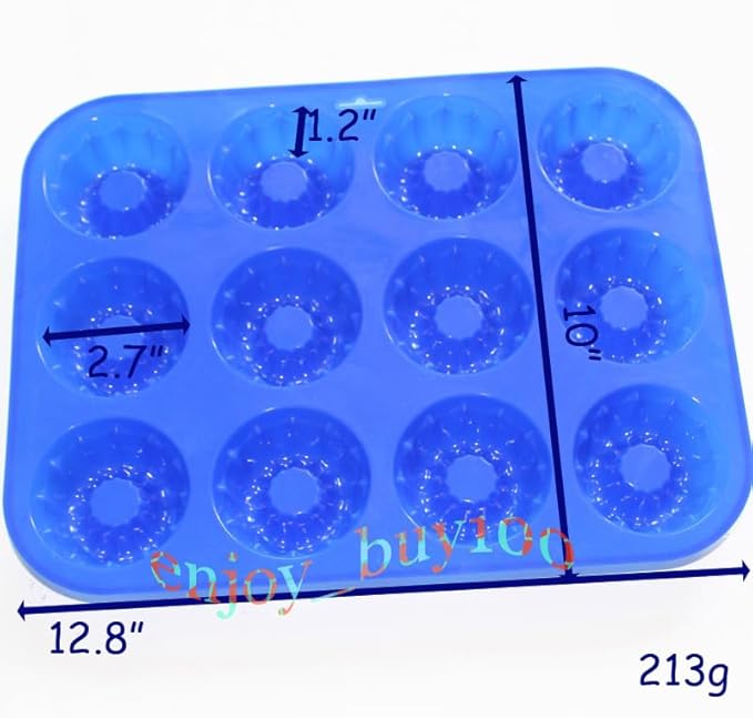X-Haibei Donut-Shaped Mini Cake Pan Set - 12-Cavity Silicone Mold for Pumpkin Cakes, Soap Making, Jello & Chocolate | 2.7 Inch Diameter | Food-Safe & Non-Stick Baking Tray