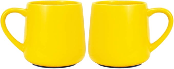 Bosmarlin Glossy Ceramic Coffee Mug, Tea Cup for Office and Home, 18 oz, Suitable for Dishwasher and Microwave(Yellow, 2) by Bosmarlin