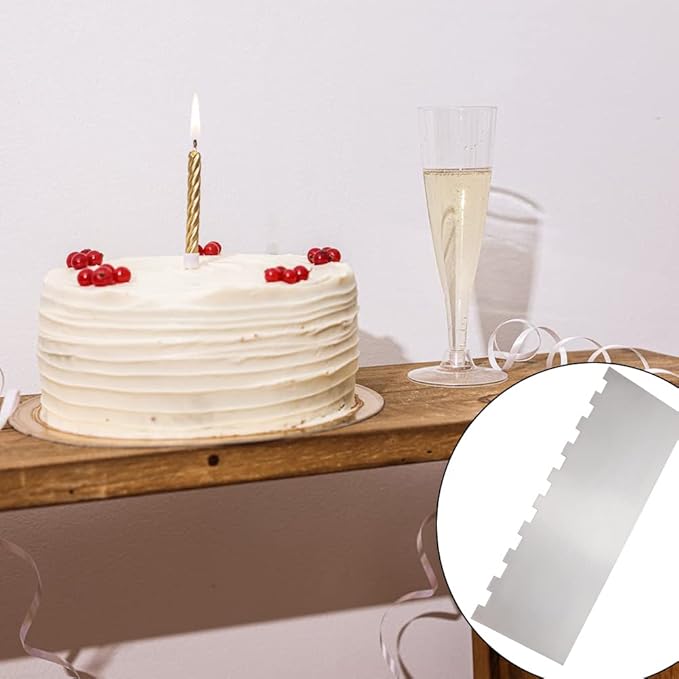 8.6 Inch Stainless Steel Cake Scraper Metal Scraper for Cake Smoother Leveler Scraper Cake Decorating Comb Cake Cutter for Mousse Butter Cream (Style 4)