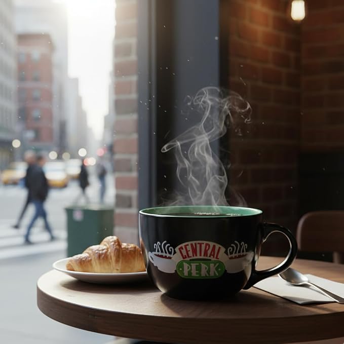 Silver Buffalo FRIENDS Central Perk Black Ceramic Mug Oversized for Coffee, Soup, 24 Ounces | Oversized for Coffee, Cup, Black, 0.71 Liters - Image 9