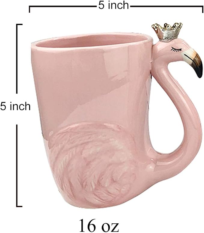 Cute Pink Flamingo Gifts for Women Coffee Mug Unique Ceramic Animal Cups | Novelty 16 oz Mugs Flamingo Decor Stuff for Mom Grandma Wife Her Funny Christmas Presents Xmas Girls Fancy Mothers Day Gift - Image 7