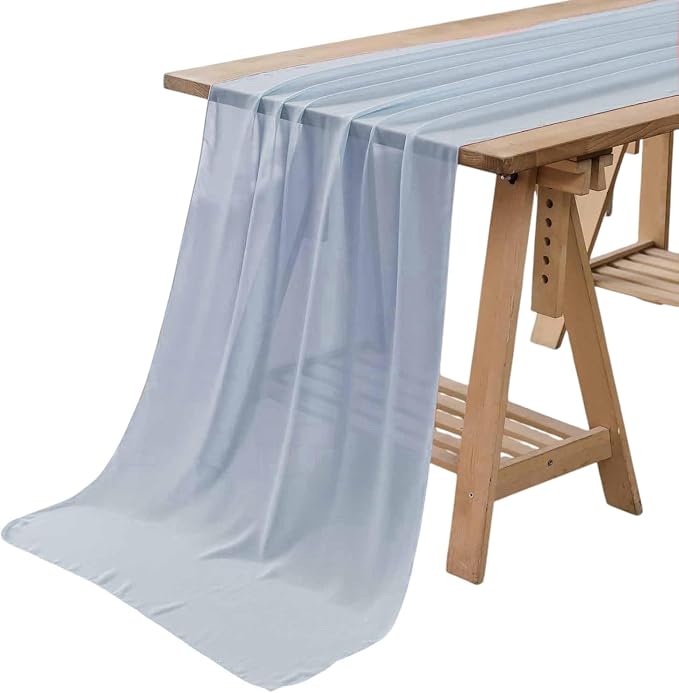 Pack of 25 | Dusty Blue | 14ft Chiffon Table Runner 29x170 Inches Long Romantic Rustic Sheer Gauze Runner for Wedding Bridal Shower Birthday Banquets Engagement Spring Easter Boho Decorations - Image 7