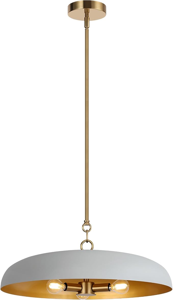 LamQee 20 Inch Oversized Large Pendant Lights, 3-Lights Gray and Gold Modern Dome Chandelier, Nordic Metal Pendant Lighting Fixture Ceiling Hanging for Kitchen Island, Dining Room Over Table, Bar - Image 9
