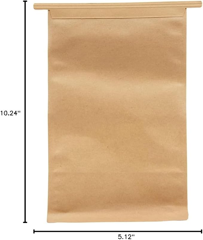 Restaurantware-Bag Tek 6.3 x 5.1 x 10.2 Inch Tin Tie Bags With Windows, 100 Resealable Bakery Bags With Windows - Flat Bottom, For Cookies or Coffee Beans, Kraft Cotton Paper Tin Tie Bags - Image 14