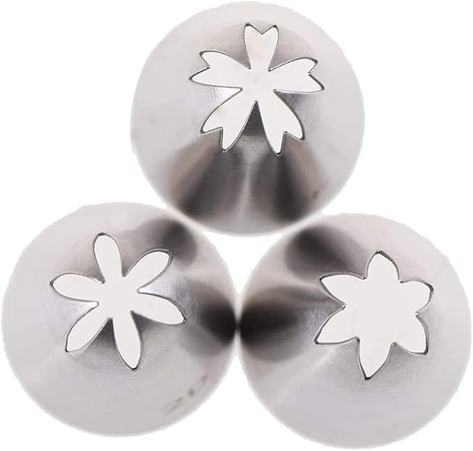 Icing Piping Tip Set,3 Large Decorating Tips Stainless Steel,DIY Cream Rose Flower Piping Tips,Cupcake Pastry Tips for Cake Decorating(1M 2D 2F)