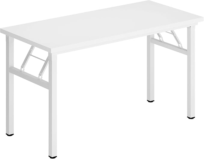 DlandHome 47 Inch Folding Computer Desk, Fully Assembled, White | Foldable Writing Table, Portable Activity Conference Table for Home Office, Wood Top Metal Frame, Collapsible Easy Storage - Image 9