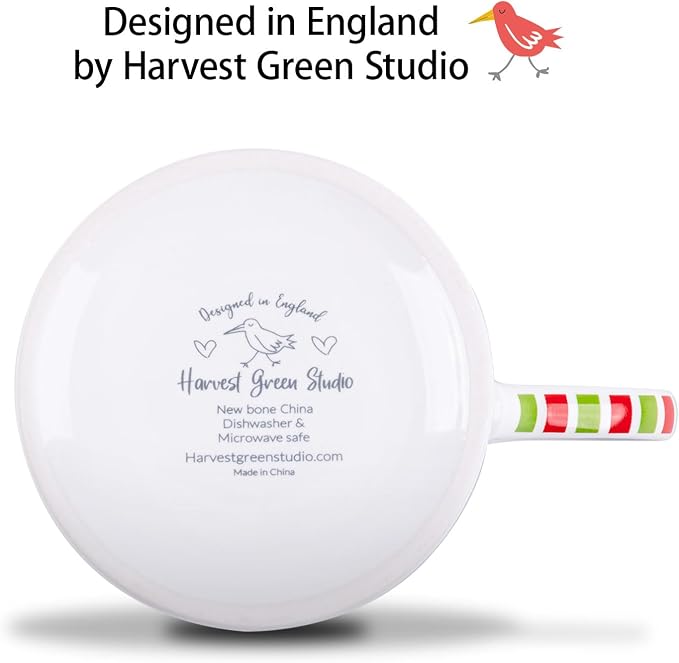 12 oz Christmas Car Coffee Mug, Festive New Bone China Mug with A Red Beetle in Snowy Winter Scene, Holiday Gift for Car Lovers, Kids & Family, Designed in England by Harvest Green Studio - Image 6