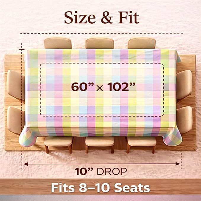 Urban Villa Tablecloth Cotton Tabletop 60x102 (8-10 Seats) Easter Checks - Image 9