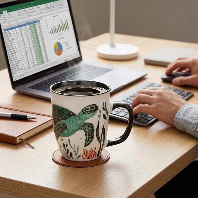 Color Changing Coffee Mugs - 16oz Ceramic Sea Turtle Mug, Ocean Animal Coffee Mugs for Women, Gifts for Mom Wife Mother's Day & Christmas - Image 7
