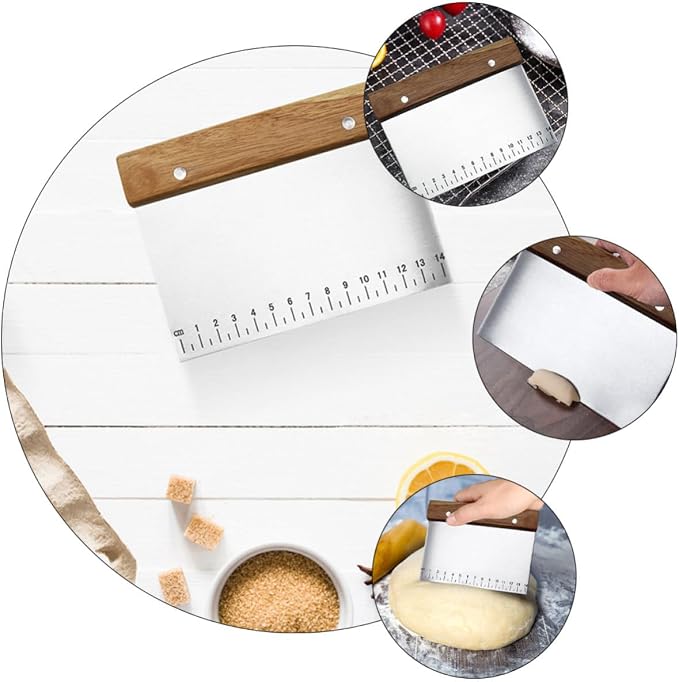 Dough Scraper Smooth Surface Baking Tool 2 Pcs Stainless Steel with Measurement Scale and Comfortable Handle Dough Cutter Random Color for Bread and Pastry Baking - Image 9