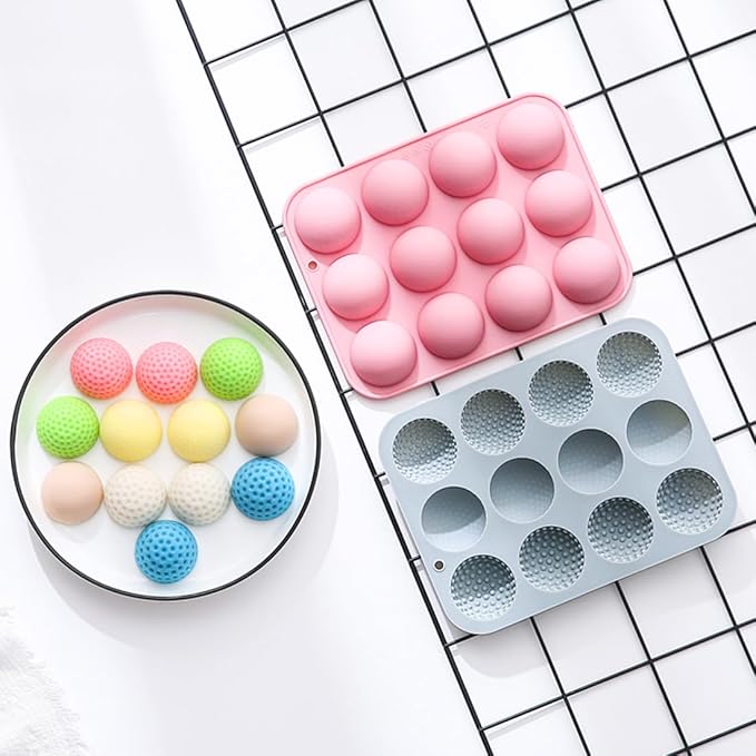 24 Cavities Novelty Round Shape Candy and Chocolate Silicone Mold, 2 Different Round, Non-Stick, Baking Molds for Making Cake Decoration, Jelly, Caramel, Ganache and Ice Cubes, 2 Count