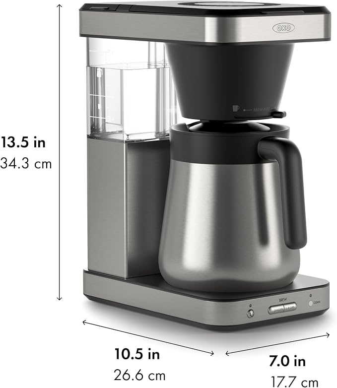 OXO Brew 8-Cup Coffee Maker - Single-Serve, Thermal Carafe, Stainless Steel | SCA Certified Home Brewer, Precise Temperature Control, Rainmaker Shower Head, Brew any amount of coffee from 10 oz to 40 oz - Image 7
