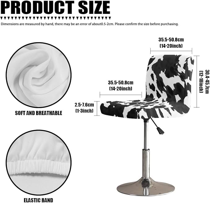 Cow Print Bar Stool Chair Covers, Washable Removable Bar Stool Chair Seat Covers Counter Height Chairs Covers Swivel Barstool Covers Bar Chair Decor - Image 7