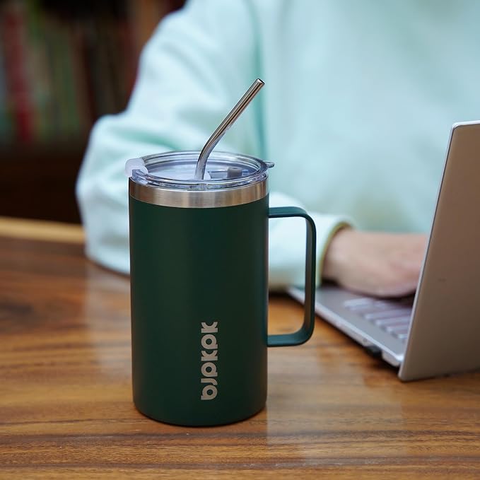 BJPKPK 32oz Insulated Coffee Mug with Handle, Stainless Steel Travel Mug | Keeps Drinks Hot & Cold, Double Wall Vacuum, 2 Lids Included, BPA-Free Coffee Tumbler for Home, Office & Travel - Image 6