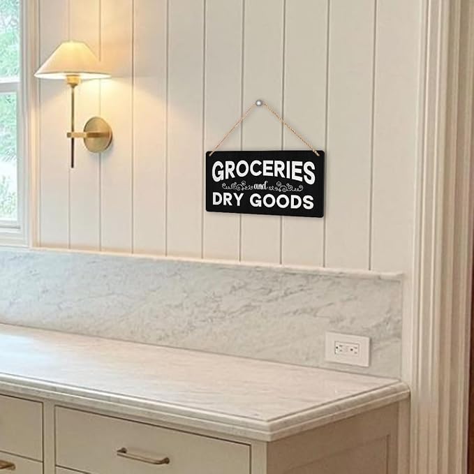 Pantry Sign Rustic Wall Art Print Wooden Signs Funny Home Decor Vintage Poster Retro Hanging Plaque for Farmhouse Kitchen Cafe Bar Grocery Coffee Corner 10x5 Inch (Black Wood Grain) - Image 5