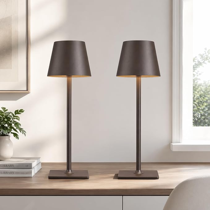 Yogaret Cordless Table lamp Brown 2pack for Restaurant Home Dinner Dining Kitchen Outdoor Patio,Waterproof & Portable - Image 7