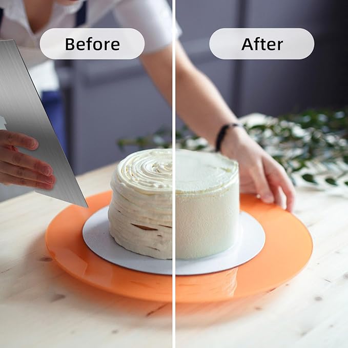 Stainless Steel Cake Scraper Cake Smoother Cake Decorating Comb Double Sided Patterned Edge Stripe Edge Smoother 8.6 Inch Metal Cake Scraper for Mousse Butter Cream Frosting Scraper Pastry Cutter