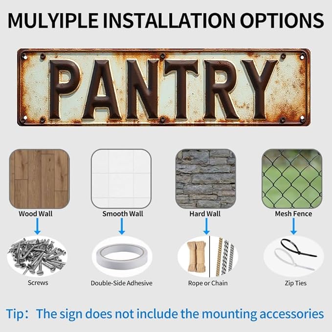 Vintage Metal Art 16x4 “PANTRY” Kitchen Utility Decor - Image 5