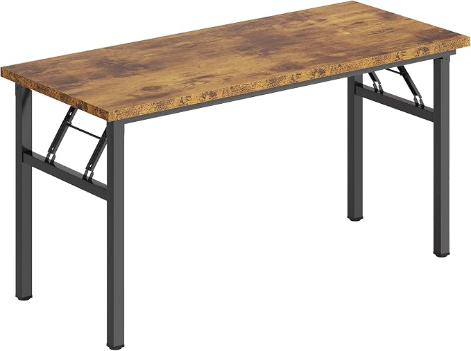 DlandHome 62 Inch Large Folding Computer Desk, Fully Assembled, Retro | Foldable Writing Table for Bedroom Dorm, Conference Table for Home Office, Wood Top Metal Frame, Collapsible Easy Storage - Image 9