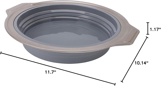 Silicone Cake Pan, Foldable Cake Pan Press Type Quick Release Heat for Layer Cake (Grey) - Image 10