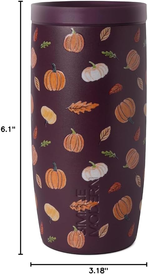 Simple Modern Halloween Travel Coffee Mug 360° Lid | 16oz | Pumpkins | Voyager Ceramic-Lined Insulated Stainless Steel Coffee Tumbler, Iced Coffee Cup, Mug with Lid | Pumpkin & Leaves - Image 11
