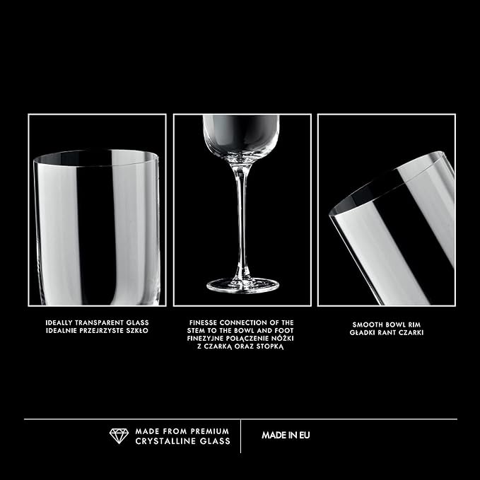 KROSNO Red Wine Glasses Set of 6, 11.8 oz, Glamour Collection | Wine Tumbler, Lead-Free Crystal Glassware, Drinking Glasses, Elegant Cups, Home & Restaurant, Dishwasher Safe - Image 7
