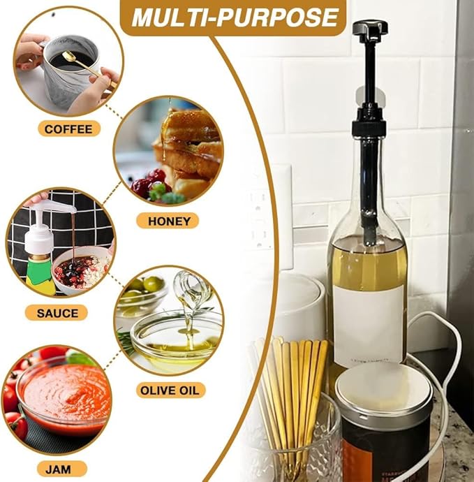 50 Pcs Gold Coffee Syrup Pump Dispenser, Compatible with 25.4 Oz/750 ml Bottles Squirt Syrup Pump Bulk Great for Home & Coffee Bar Drinking Mixes, Tea, Beverage, Cocktails, Plus Spoons