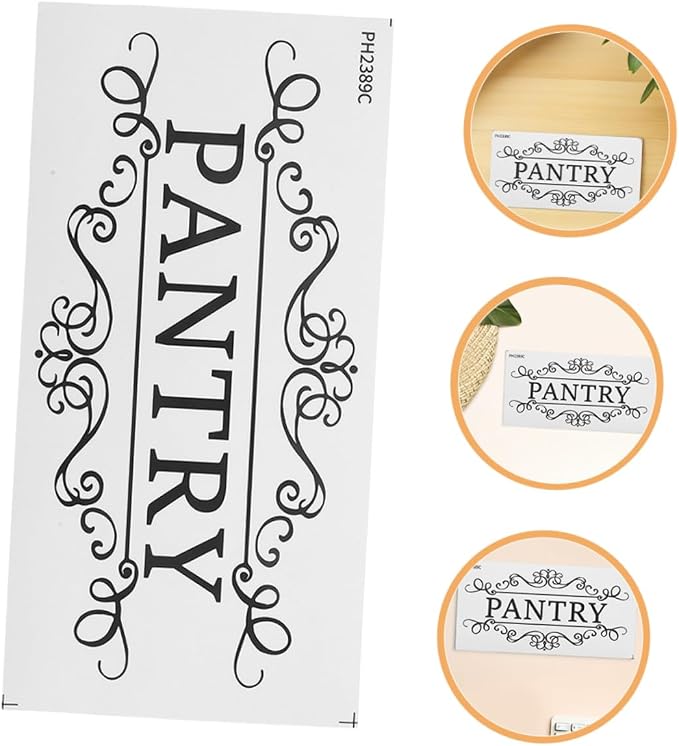 ABOOFAN 4Pcs Removable Pantry Sign Decals for Home Commercial Kitchen Decor Elegant Utility Room Labels Vintage Wall Decoration - Image 9