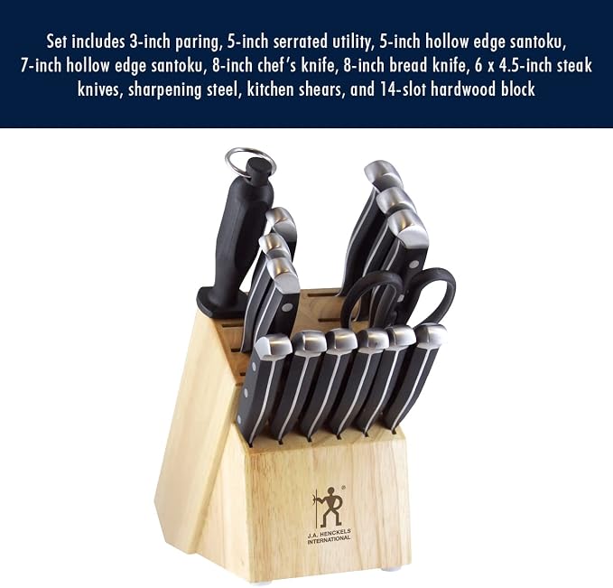 Henckels Statement 15-Pc Knife Block Set, Razor-Sharp, German Engineered | Informed by 100+ Years of Mastery. Dishwasher safe, Comfortable Grip Ideal for Everyday Cooking. High Quality Stainless Steel - Image 11