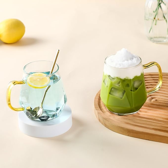 Glass Coffee Mugs 12oz with Handle and Spoon, Set of 2 | 350ml Glass Coffee Cups for Hot and Cold Drinks, Withstand -20℃ to 150℃, for Cappuccino Latte Macchiato Espresso Juice - Image 7