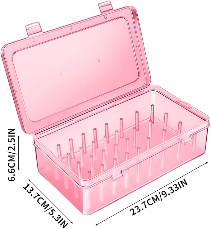 Piping Tips Storage Container Set, 1 Pack, Clear Pink Blue, 9.33 x 5.3 x 2.5 inches (Clear)
