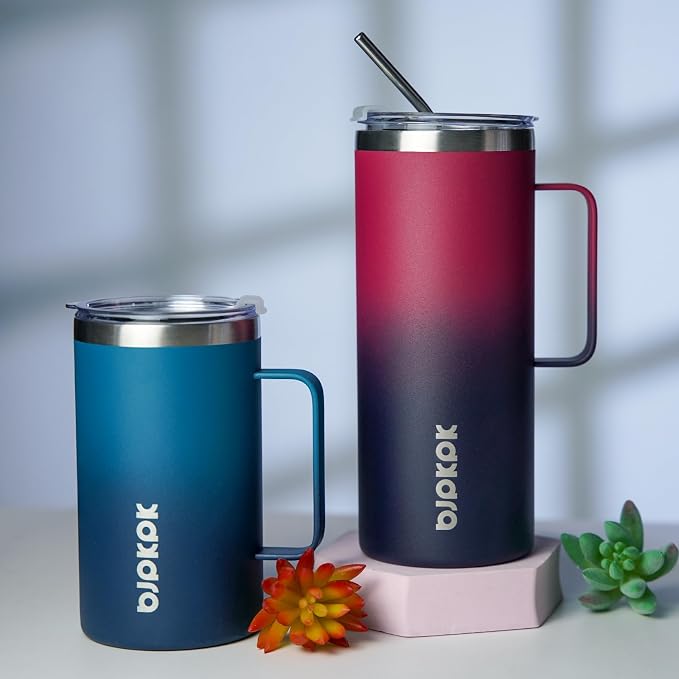 BJPKPK 32oz Insulated Coffee Mug with Handle, Stainless Steel Travel Mug | Keeps Drinks Hot & Cold, Double Wall Vacuum, 2 Lids Included, BPA-Free Coffee Tumbler for Home, Office & Travel - Image 6