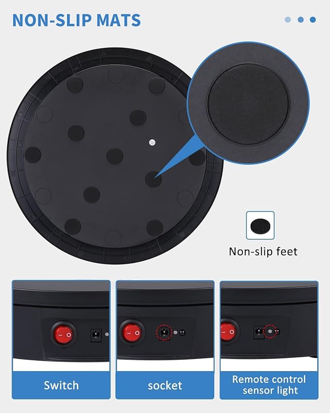 JAYEGT Motorized Rotating Display Stand, 350Lbs Load,360 Degree Electric Rotating Potography Turntable for Products Display,Live Show, Remote Control +5 Colors Backgrounds (Black/23.6Inch/Wired)