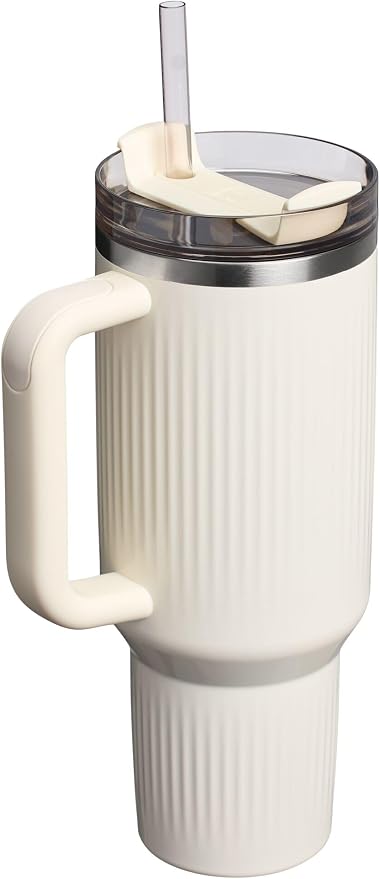 STANLEY Quencher H2.0 Tumbler with Handle and Straw 40 oz | Flowstate 3-Position Lid | Cup Holder Compatible for Travel | Insulated Stainless Steel Cup | BPA-Free | Fluted Cream Gloss - Image 3