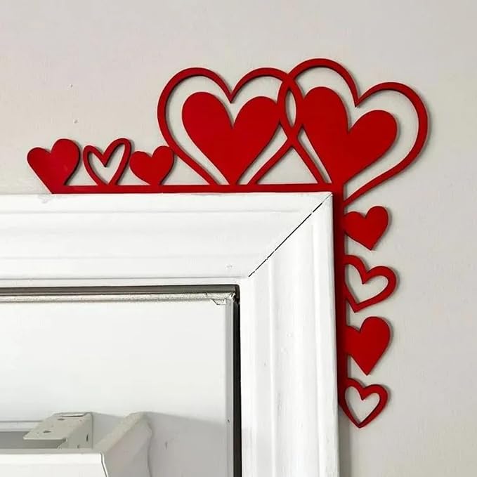 2025 New Year Gift - Cute Metal Door Topper Love You Bye Over Door Frame Decor Corner Sign Black Ornaments Wood Decorations Funny Christmas (Hollowed Hearts) - Image 4