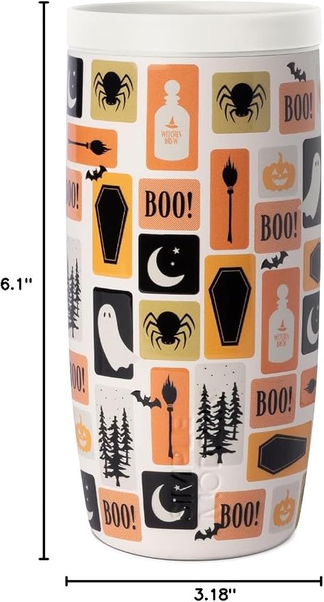 Simple Modern Halloween Travel Coffee Mug 360° Lid | 16oz | Stamps | Voyager Ceramic-Lined Insulated Stainless Steel Coffee Tumbler, Iced Coffee Cup, Mug with Lid | Fits Cupholder, Spooky Stamps - Image 11