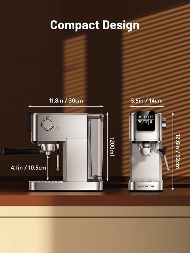 KEENSTAR 20Bar Espresso Machine, Hot & Iced Coffee Maker with Milk Frother | Stainless Steel, Touch Screen, Rapid Cold Brew, Espresso Maker with 40oz Water Tank for Latte, Cappuccino - Image 9