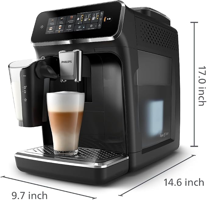 Philips 3300 Series Fully Automatic Espresso Machine with LatteGo Milk System and integrated grinder, 6 Hot & Iced Coffee Pre-Sets, 40% Quieter SilentBrew, 15-Bar Pressure, Glossy Black (EP3341/50) - Image 10