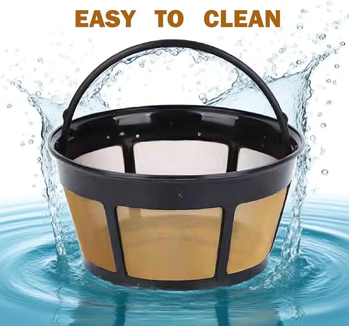 Reusable Coffee Filter for Mr.Coffee 10-12 Cup Coffee Makers, Stainless Steel Mesh Filter Basket Replacement, Washable & Dishwasher Safe, Eco-Friendly Paper Filter Alternative (2 pack)