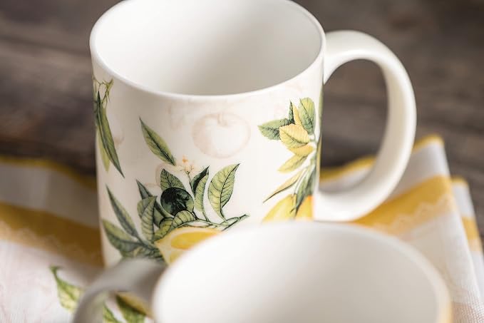 Maison d' Hermine Coffee Mug with Handles Tea Cups (15 Ounce, Pack of 2) | Fine Bone China Coffee Mugs for Hot Beverages Cappuccino Latte Home Restaurant Hotel Spring Summer -Limoncello - Image 9