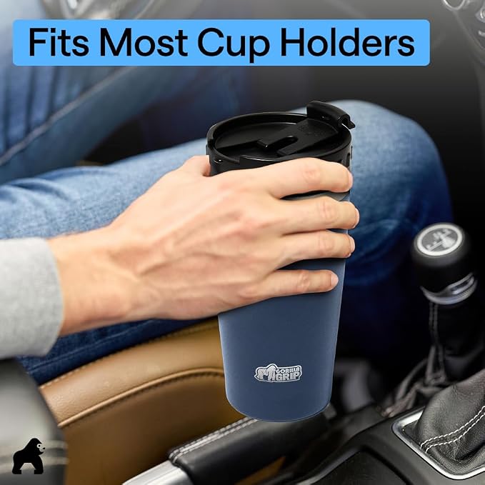 GORILLA GRIP 304 Stainless Steel Double Insulated Travel Coffee Mug, Leakproof Lid with Smooth Sip Top, Prevent Spills, Dent & Rust Resistant Reusable Tumbler Cup, Thermal Mugs for Drinks, 20oz, Navy - Image 9