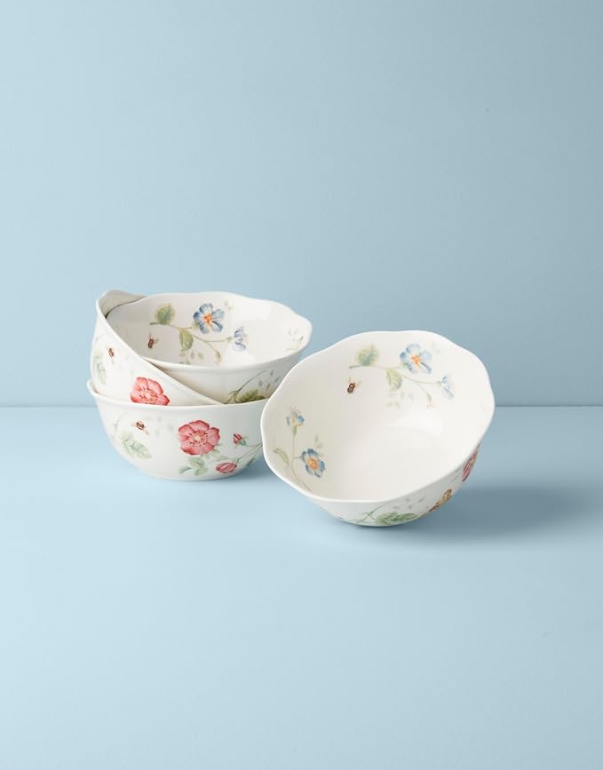 Lenox Butterfly Meadow Dinnerware Collection, Porcelain Dinnerware & Serveware, Large All-Purpose Bowl Set, 4-Piece - Image 3