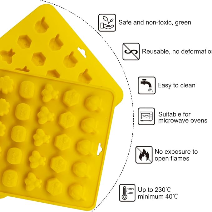 2Pack Honey Bee Chocolate Mold Bee Silicone Molds Honeycomb Chocolate Mold Honeypots Honey Dippers Shape Candy Molds Baking Moulds Gummy Fondant Ice Cube Candle Mold for Sugar Dessert Cupcake Decor - Image 7