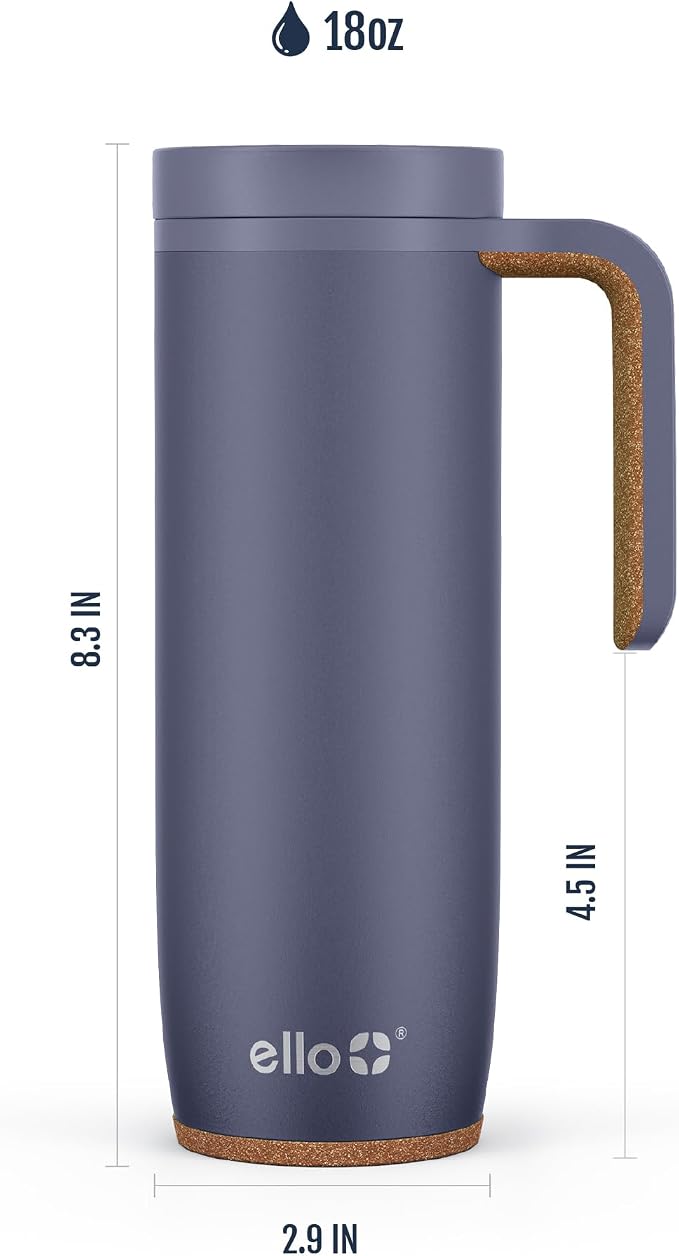 Ello Magnet 18oz Vacuum Insulated Stainless Steel Travel Mug with Side Handle and Leak-Proof Slider Lid and Built-in Coaster, Keeps Hot for 5 Hours, Perfect for Coffee or Tea, BPA-Free - Image 7
