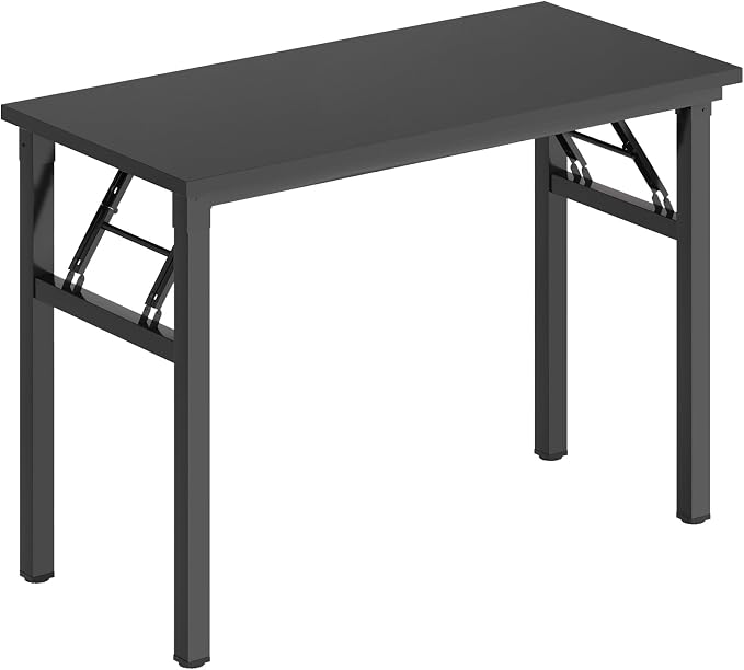 DlandHome 31.5 Inch Small Folding Computer Desk for Home Office, Black | Foldable Writing Table for Small Spaces Bedroom, No Assembly Required, Wood Top Metal Frame, Collapsible Compact Easy Storage - Image 8