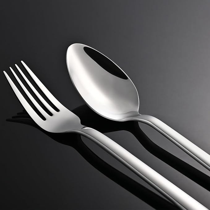 KINGSTONE 30 Pieces Silverware Set, Flatware Cutlery Set for 6, 18/10 Stainless Steel Silverware Utensils Minimalist Design Dishwasher Safe - Image 7