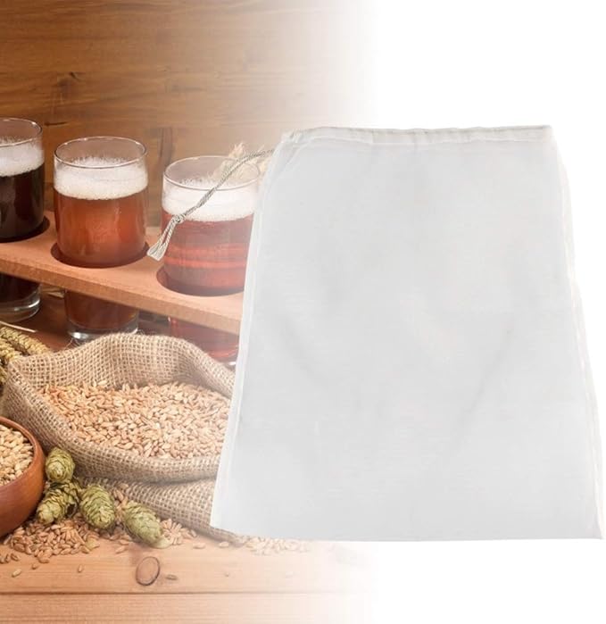 1Pc Wine Filter Bag, 100 Mesh Reusable Drawstring Filter Bag Washable Fine Mesh Nut Milk Bag Food Strainer Bags, for Home Wine Beer Brew Brewing Making Coffee Fruit Jam Straining