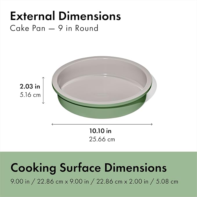 OXO Good Grips Non-Stick Pro Ceramic Coated Metal Bakeware Cake Pan — 9 in Round — Basil, Round Baking Pan for Layered Cakes - Image 7