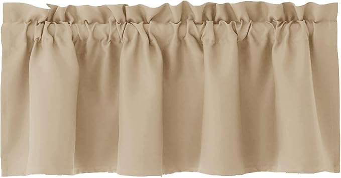Hiasan Blackout Valance Curtains for Solid Room Darkening Rod Pocket Valances for Windows, 42 x 12 Inches Length, Biscotti Beige, 1 Panel - Image 8
