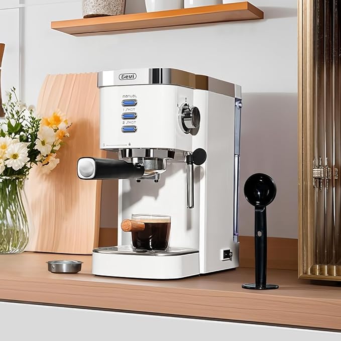 Gevi Espresso Machine 20 Bar High Pressure,Compact Espresso Maker with Milk Frother Steam Wand,Cappuccino,Latte Maker with Adjustable Shot Volume for Home,Gift for Mom and Dad